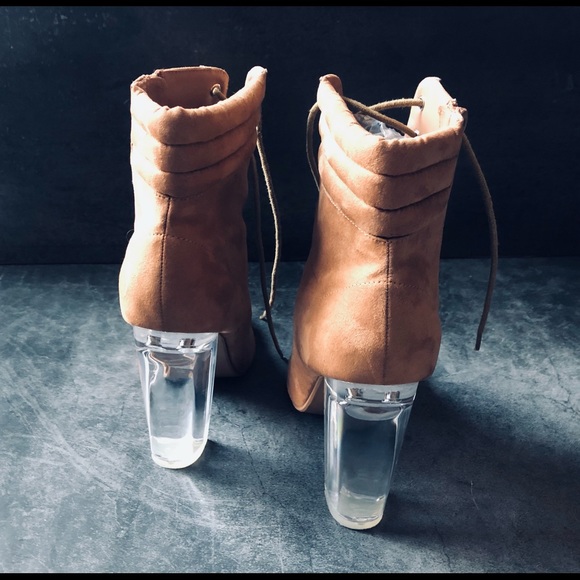 4” - Lace up Booties with Clear Heels - Picture 3 of 5